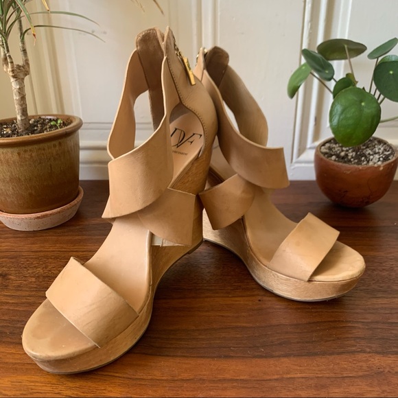 Diane Von Furstenburg Tan Opal Crisscross Wedge - Picture 2 of 10